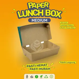 (Isi 50 Pcs) Paper Lunch Box Kraft / Lunch Box Paper Medium / Lunchbox M / LB1K152