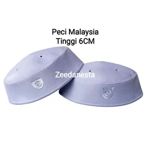 Peci Malaysia Tinggi 6 Putih Haji Kopiah Songkok Pendek Muslim