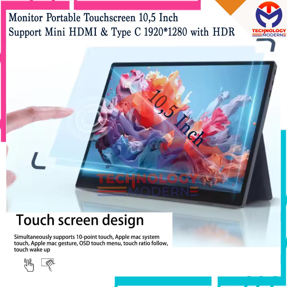 Monitor Portable Touchscreen 10,5 Inch With Mini HDMI & Type C Support Mac Windows Nintendo PS5