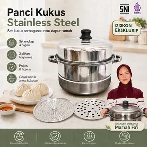 [Exclusive Mamah Fa'i] Pengukus stainless steel berkapasitas besar bersertifikasi SNI, terbuat dari stainless steel tahan karat, dengan kapasitas super besar, cocok untuk mengukus dan memasak berbagai makanan, pengukus bersertifikasi HALAL.