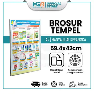 Tempat Brosur Tempel A2 / Tempat Poster Tempel Dinding Akrilik - Sign Holder untuk Display Poster Marketing dan Promosi