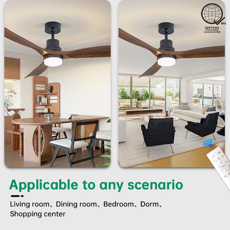 GOGEOUS Ceiling Fan With Light Modern Design 42/52 Inch 3 Blades Big ...