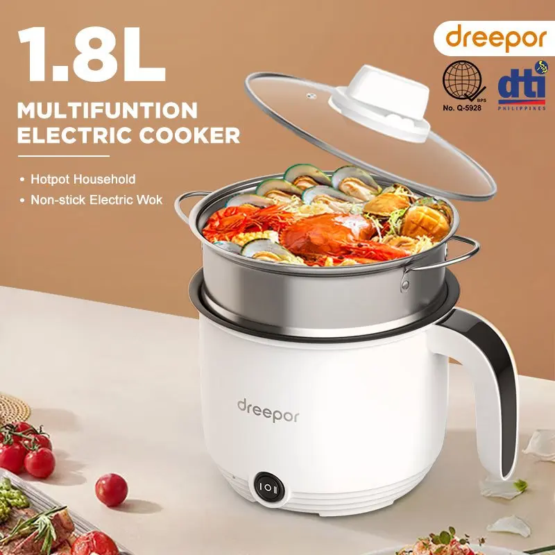 Dreepor Mini Rice Cooker With Steamer Small Non Stick Hot Pot Multil ...