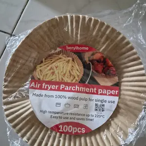 Kertas Alas Air Fryer Anti Lengket (50/100PCS) / Baking Paper Tahan Minyak Sekali Pakai / Kertas Air Fryer Tahan Minyak