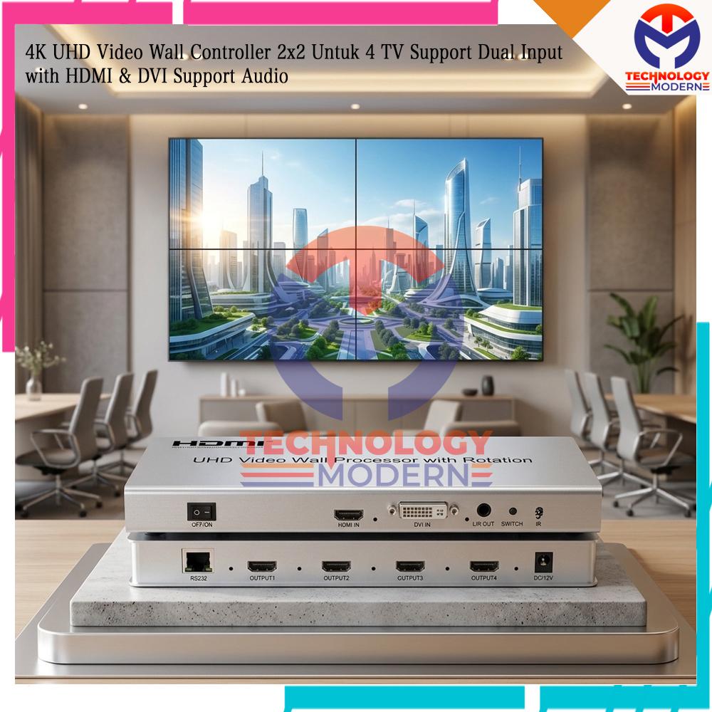 4K UHD Video Wall Controller 2x2 Untuk 4 Monitor (Menampilkan 1 Gambar Besar) Support 30fps 60fps