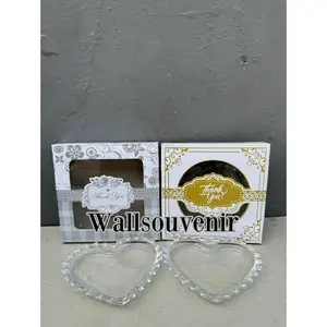 Isi ( 50pcs ) Souvenir Piring Kaca Love Kemasan Box Cantik