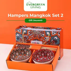[COD] EVERGREEN Hampers Mangkok Set 2 Pcs Japanese Gift Set Souvenir Mangkuk Dining Set Keramik Parsel Lebaran Kado Pernikahan Hadiah Imlek Hampers Ulang Tahun Murah Parsel Ramadan Set Mangkuk