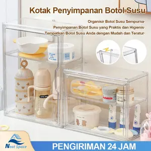 【Neat Space】Kotak Penyimpanan Botol Susu Bayi Kotak Penyimpanan Peralatan Makan Bayi Rak Penyimpanan Kedap Debu Transparan