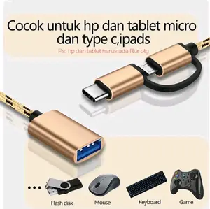 OTG 2 in 1 kabel usb OTG micro / type C