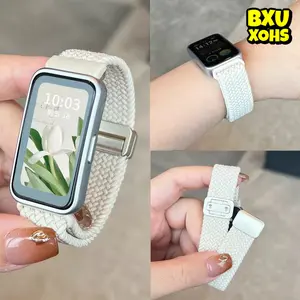 Tali Jam Tangan Elastic Nylon Braided Strap for Huawei Band 10 / Huawei Band 9 / Huawei Band 8 Comfortable Skin-Friendly Replacement Magnetic Buckle Band Belt Bracelet Wristbands Accessories for Smartwatch Huawei Band 10 9 8 NFC