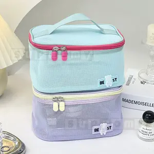 pouch make up aesthe/Pouch make up/ Tas make up Tas Kosmetik/Tas Kosmetik Travel Transparan /Tas makeup aesthetic/Tempat make up traveling/Kotak make up/Cosmetic Bag Organizer/Pouch jaring