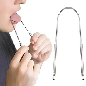 Pembersih Lidah Bau Mulut Tongue Scraper Stainless Steel Sikat Perawatan
