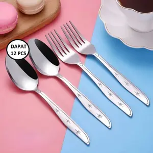 1 LUSIN Sendok Garpu Makan Stainless 12pcs – Awet, kuat & Tahan lama, Cocok untuk Sehari-hari! Kitchenware