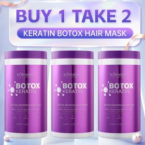 KORMESIC Buy 1 Take 2 Botox Keratin Argan Oil Hair Mask 350g Deeply repairs damaged & frizzy hair, leaves hair soft, smooth & straight. Organic moisturizing conditioner, suitable for rebonded hair daily care, hydrates and cleanses gently. Moisturizer
