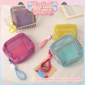 (Harian-Store)Tas Kosmetik Jaring Travel H1091 Mini Pouch Anti Jamur Fleksibel Dengan Hand Strap Praktis Untuk Perjalanan