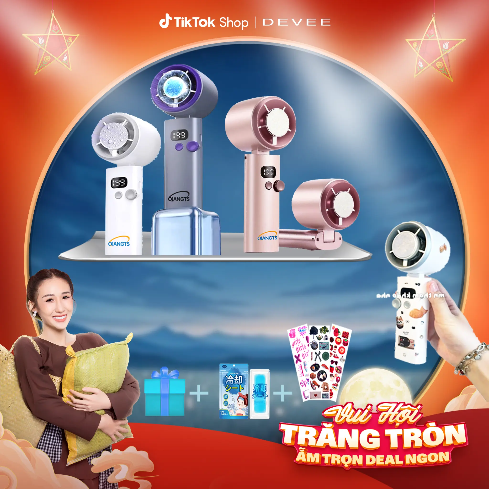 Quạt sò lạnh  Qiangts 2027 Chế độ làm mát 0 độ, với 199 bánh răng tốc độ, Màn hình kỹ thuật số, Có Thể Sạc Lại 3000mAh, Động cơ không chổi than, Hỗ trợ cả ngoài trời và trong nhà | BigBuy360 - bigbuy360.vn