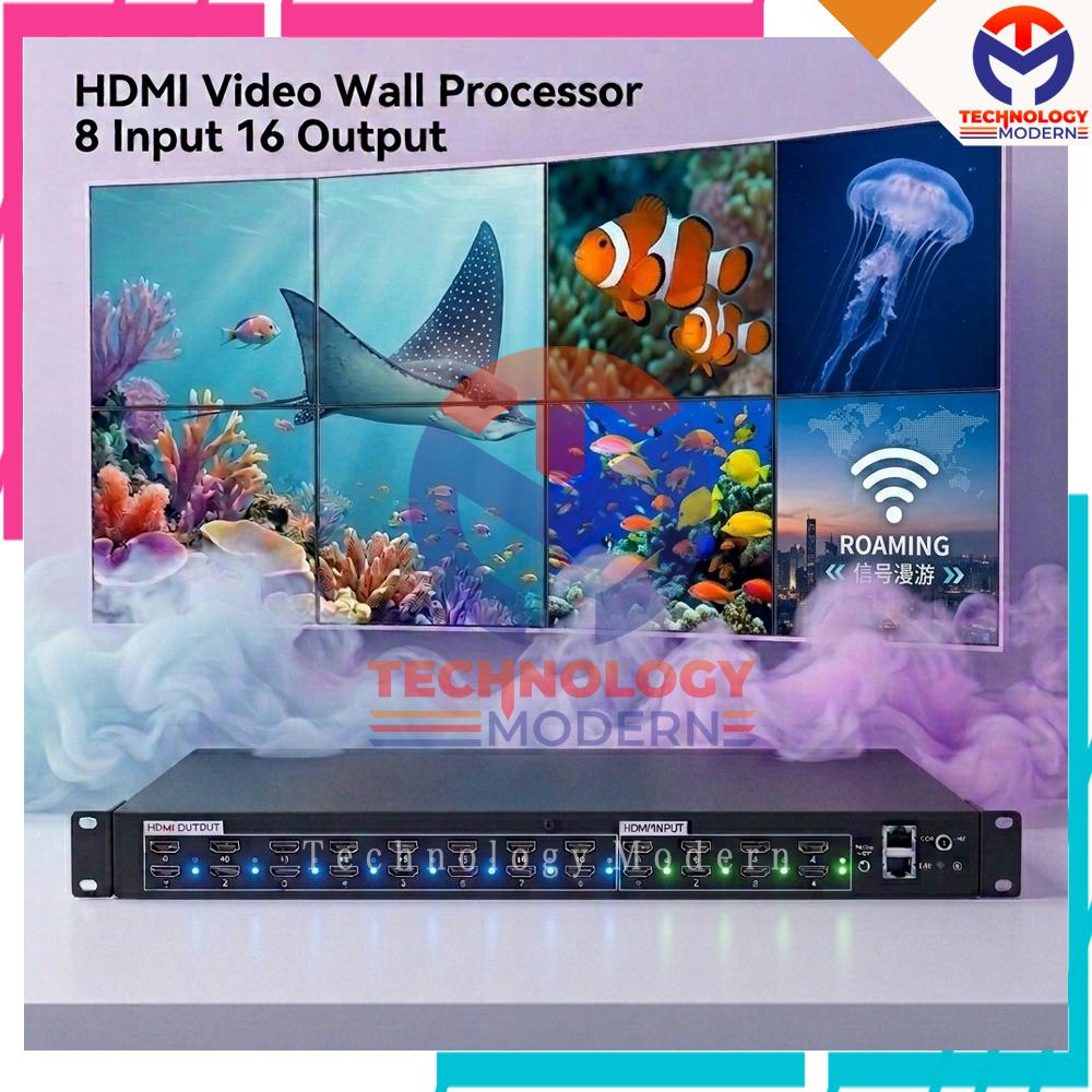 HDMI Multi Image Processor 8 Input 8-16 Output with Video Wall Controller 2x4 Untuk 8 Display Support Custom Layout
