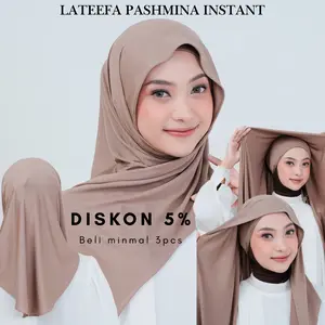 RIFANYHIJAB Lateefa Pashmina Oval Instant Inner Bando Bandana Ciput Meleyot Kaos Jersey Muslim Kerudung Dewasa Wanita Mus Panjang