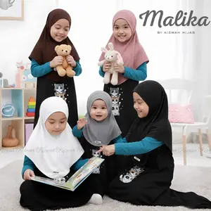 Kiswah - Hijab Anak Malika Dagu Karet Rayon Super Premium Instan Non Pad Lembut 1-13 Thn