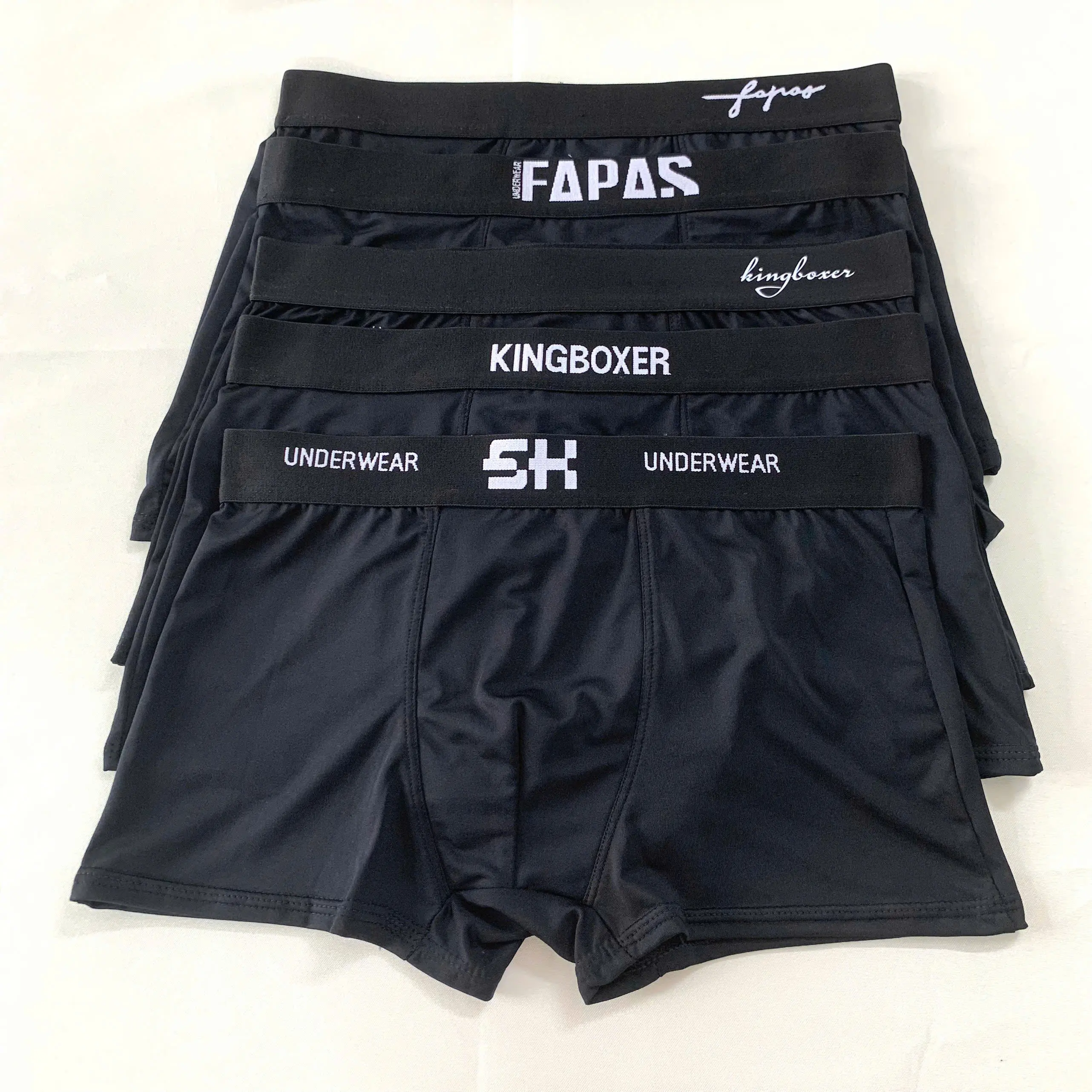 Combo 5 quần sịp nam Boxer màu Đen quần xì nam chất thun lạnh cao cấp sịp đùi co giãn thoáng mát đồ lót kháng khuẩn Quần Boxer Menswear Có Túi