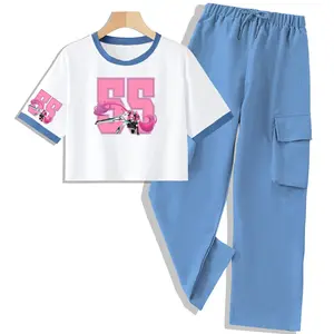 AsBusana Setelan Anak Celana Kargo Kaos Crop Kombinasi 5-12 Tahun layla55