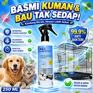 NOKI PEMBERSIH KANDANG & KASUR ANJING KUCING PET CRATE DISINFECTANT 250ML DESINFEKTAN SPRAY 250ML KANDANG HEWAN PENGHILANG BAU KANDANG SPRAY KANDANG ANJING KUCING