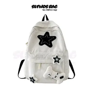 SLTWO'S BAG Tas Ransel Wanita Sekolah Corduroy Fashion Korea Unisex untuk Pria dan Wanita Tas Ransel Laptop Stylish dan Nyaman