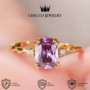 Cincin wanita cincin amethyst alami berlapis platinum kesan mewah dan elegan khusus untuk lamaran tunangan pernikahan dan ungkapan cinta anti karat dan tidak pudar CHIC&CO JEWELRY kualitas tinggi grade VVS1 5A garansi 1 tahun COD 205