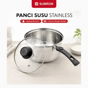 SUBRON Panci susu milk pot 16cm 18cm 20cm tutup kaca stainless steel m BOX