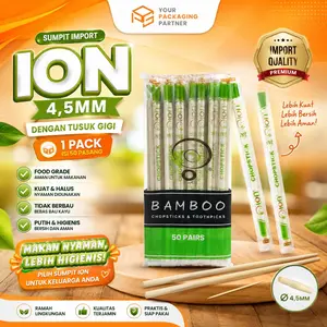 Sumpit Bambu Import + Tusuk Gigi Isi 50 Pasang / Sumpit Dengan Tusuk Gigi Set