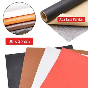 Stiker Kulit Sintetis 30x25 cm Tambal Sofa Jok Motor Robek Ada Lem Langsung Tempel