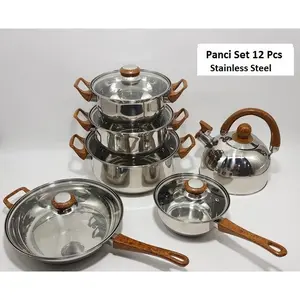 Panci set komplit  dan teko gagang kayu