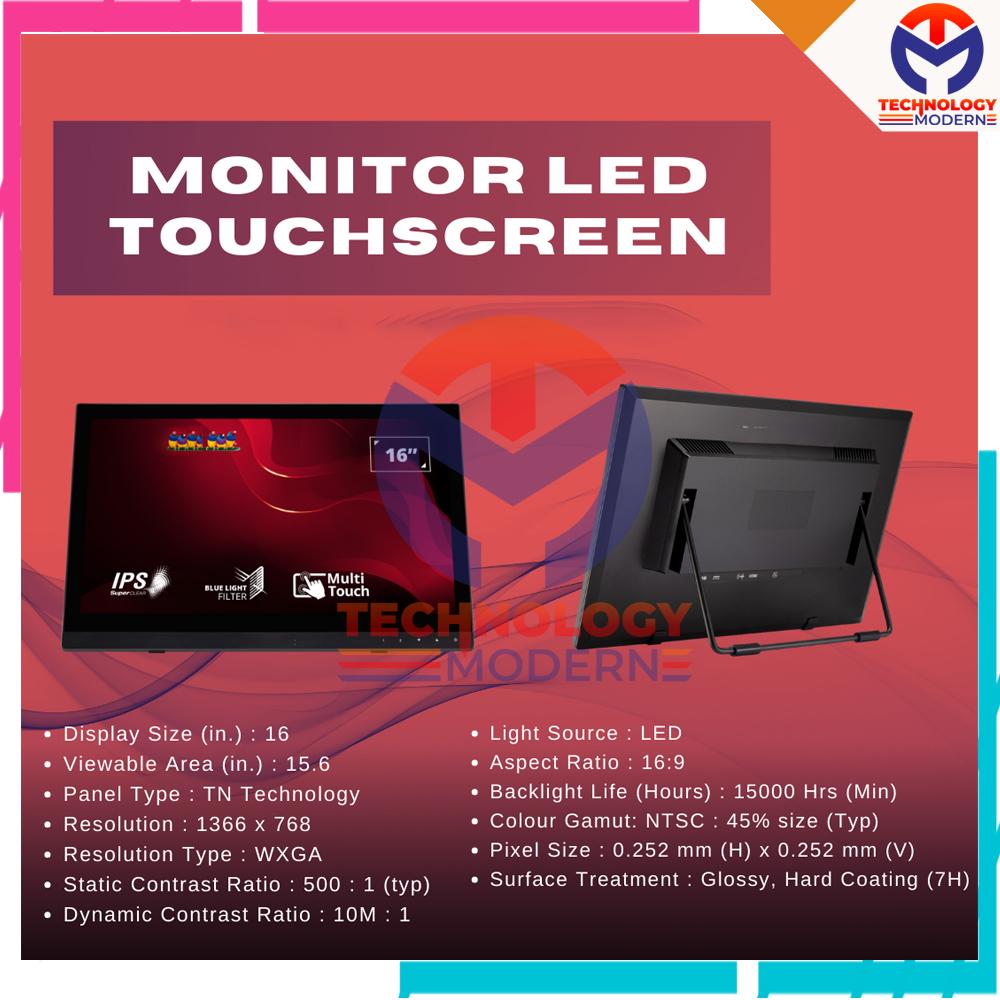 HD Monitor LED Touchscreen 15.6 inch Support For Windows Mac & Linux with 60Hz