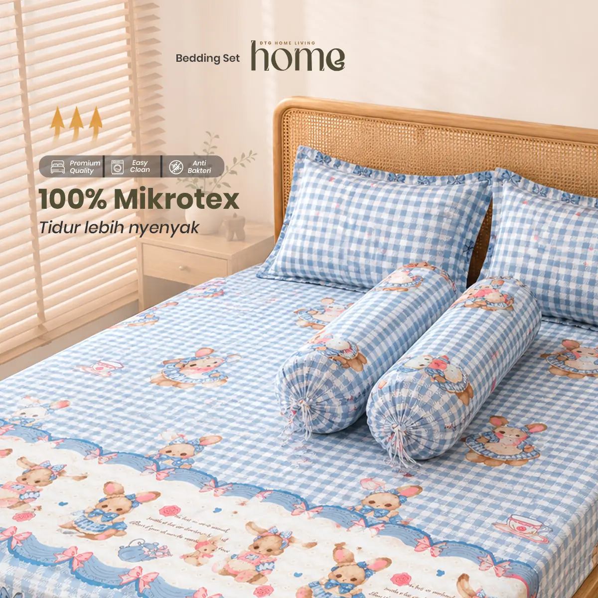 DTG HOME Sprei Set Sarung Bantal & Guling Motif Lucu Aesthetic Full ...