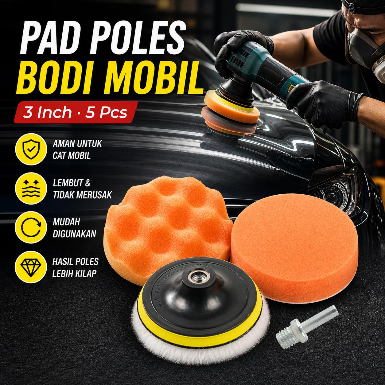 OTOHEROES Pad Poles Bodi Mobil Wol Polishing Wheel 3 Inch 5 PCS - BJ69
