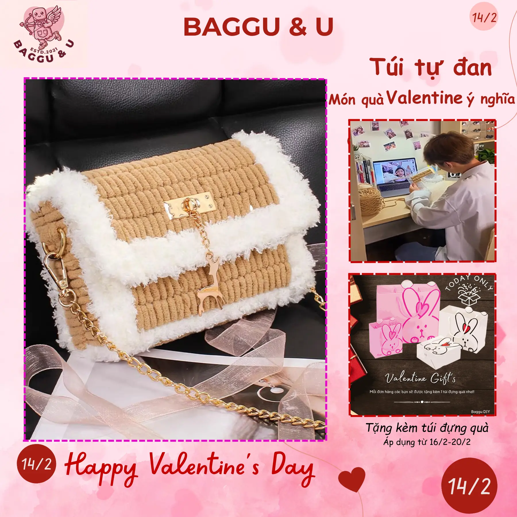 Set Nguyên Liệu Tự Đan Túi, Bộ Nguyên Liệu Handmade, Tự Làm Túi Quà Tặng Mẹ, Bạn Gái Dịp Lễ 20/10, Noel, Valentine,...Đầy Đủ Phụ Kiện, Đa Dạng Màu Sắc (19cm×13cm×5cm), Kèm Video Hướng Dẫn Chi Tiết BAGGU DIY A01 Tote Kem - 1