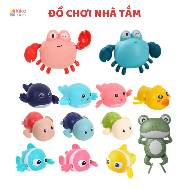 Đồ Chơi Nhà Tắm - Bể Bơi , Vịt-Cá heo-cua Vặn Cót Rùa Thả Trong Nước giúp Bé thích thú hơn khi tắm Cho Bé