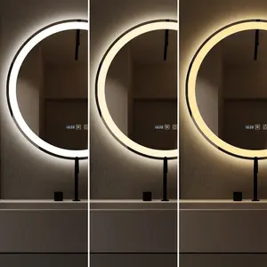 YJAJ H-2006 70x70 - Cermin LED Kamar mandi Sensor Touchscreen - Cermin LED Wastafel Sensor Layar Sentuh - 3 Variasi Warna Lampu - Anti Kabut Anti Fog - Design Mewah Elegan Estetik dan Premium