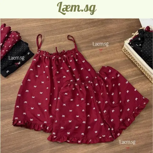 Laem.sg Bộ Ngủ Hai Dây Nữ Vải Cotton Hàn Nhiều Hoạ Tiết Dưới 57kg