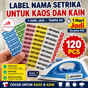 SP139 Sticker Nama Label Printing Isi 60 Pcs Untuk di Kain / Kaos Sablon Setrika Gratis Custom Nama - Label DTF bisa ditempel - Isi Lebih Banyak - Varian Huruf Lebih Banyak