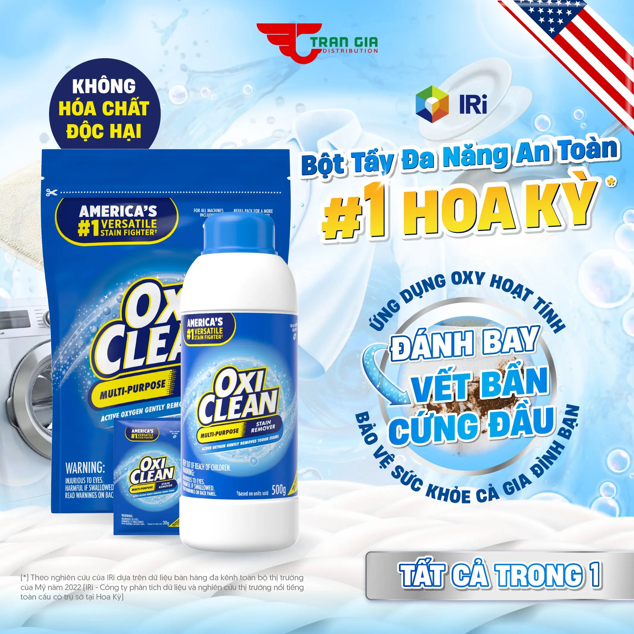 Bột Tẩy Đa Năng OXICLEAN - Tẩy Rửa Đa Dụng, An Toàn, Tiết Kiệm, Không Mùi, Công Nghệ Oxygen Mới Tẩy Mốc Nhà Vệ Sinh, Làm Sạch Lồng Giặt, Loại Bỏ Nhanh Các Vết Bẩn Cứng Đầu Dầu Mỡ Ố Vàng, Làm Mới - Hỗ Trợ Khử Khuẩn Vật Dụng, Quần Áo - Gói 30g/500g/1000g