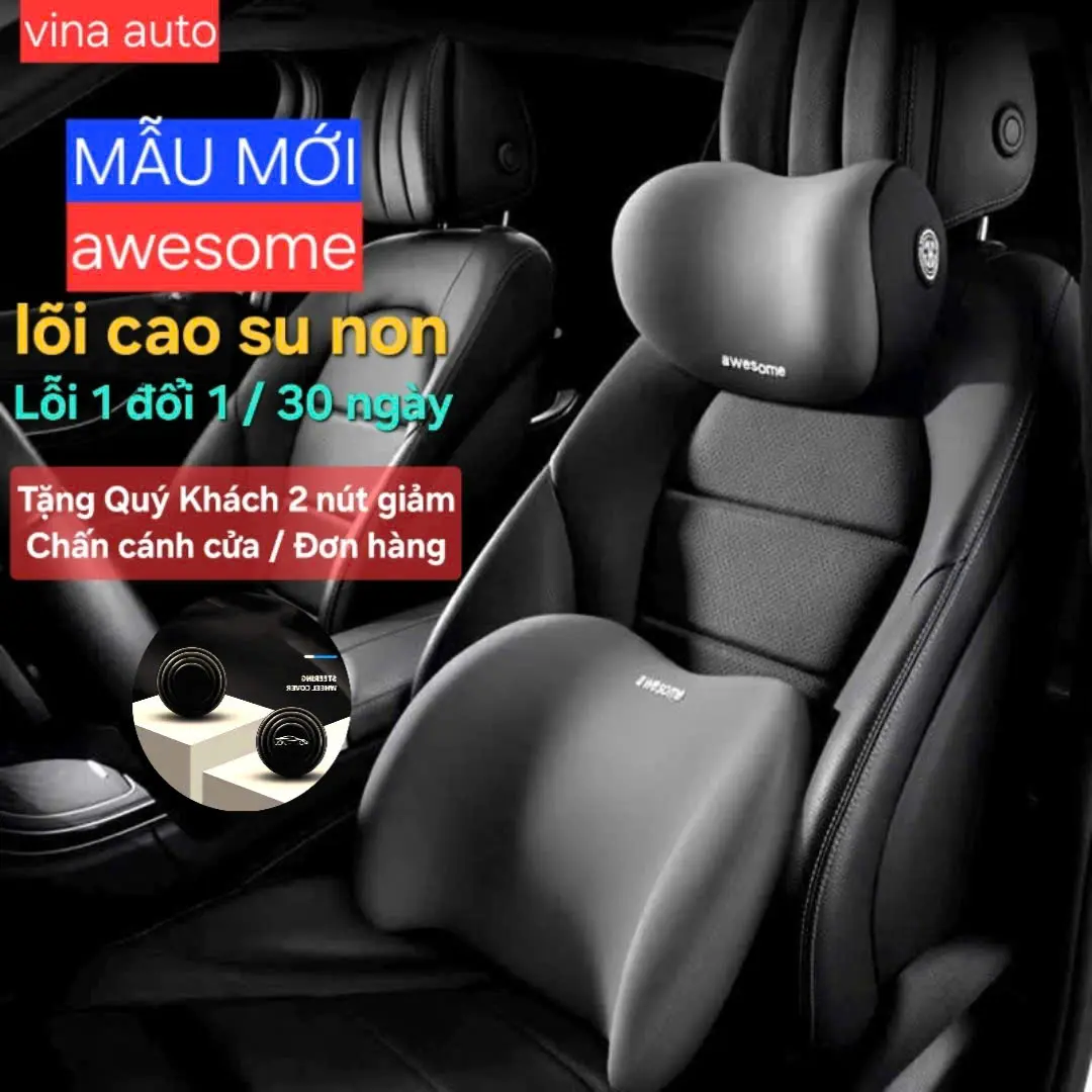 [ MẪU MỚI - ÔM LƯNG ] GỐI TỰA Ô TÔ LÕI CAO SU NON VỎ VẢI CO GIÃN, THIẾT KẾ MỚI ÔM LƯNG, gối tựa đầu và lưng xe ô tô hỗ trợ giảm đau mỏi cổ, vai, gáy, lưng khi lái xe, Gối tựa ghế văn phòng