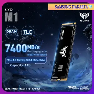 KYO Militan M1 PCIe 4.0 DRAM Cache TLC Nand 1TB DRAM Cache TLC Nand SSD Militan Gen4 x4 Read 7400 Mb/s Garansi 5 Tahun