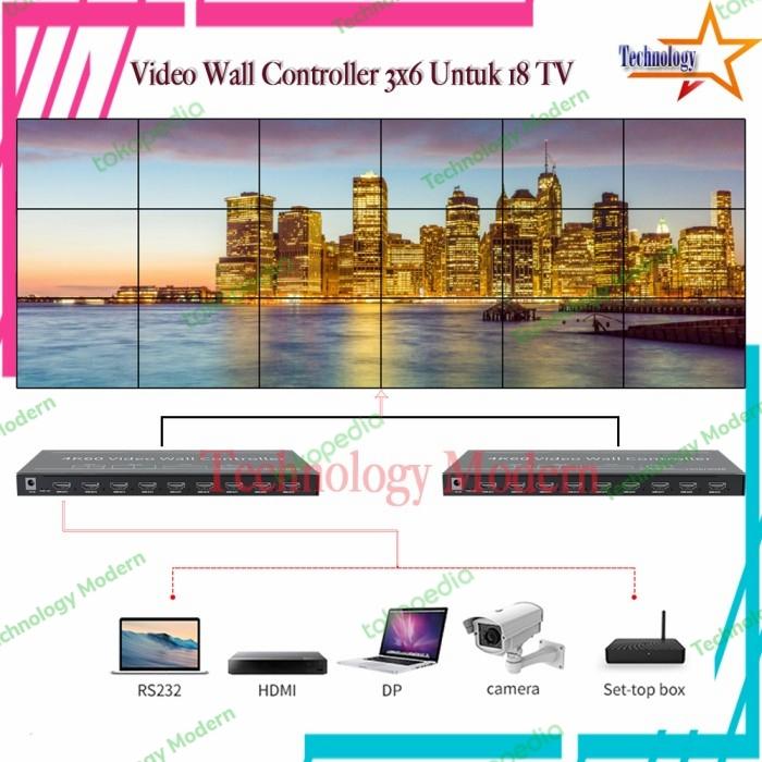 Paket Video Wall Controller 3x6 6x3 Untuk 18 TV (Jadi 1 Gambar Besar) 4K