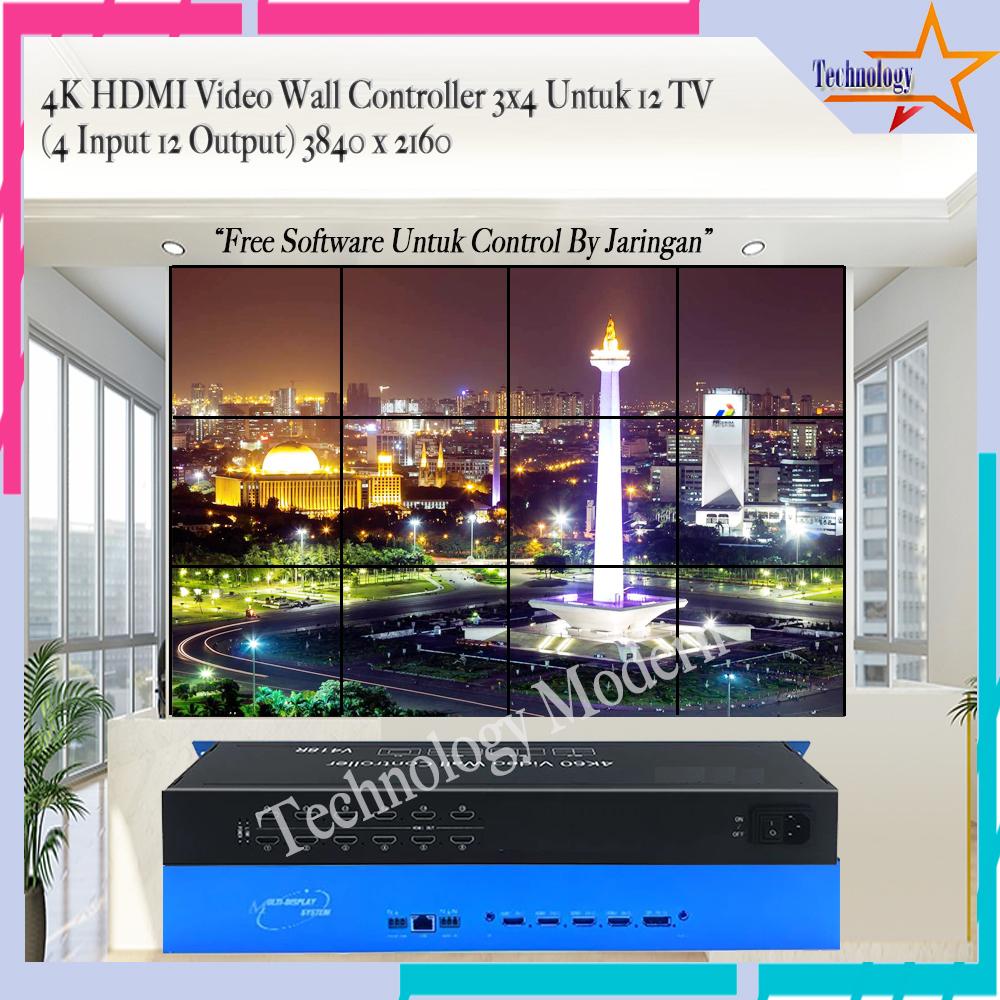 4K Video Wall Controller 3x4 4x3 U/ 12 TV (4 Input 12 Output) with Control By Computer (Software Windows)