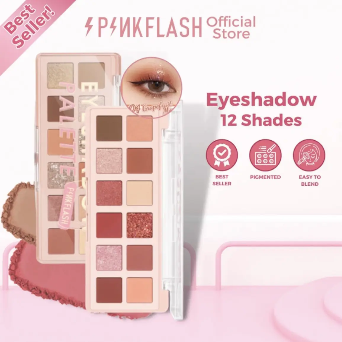 Pinkflash Pro Touch Eyeshadow Pallete 12 Shades - Shop | Tokopedia