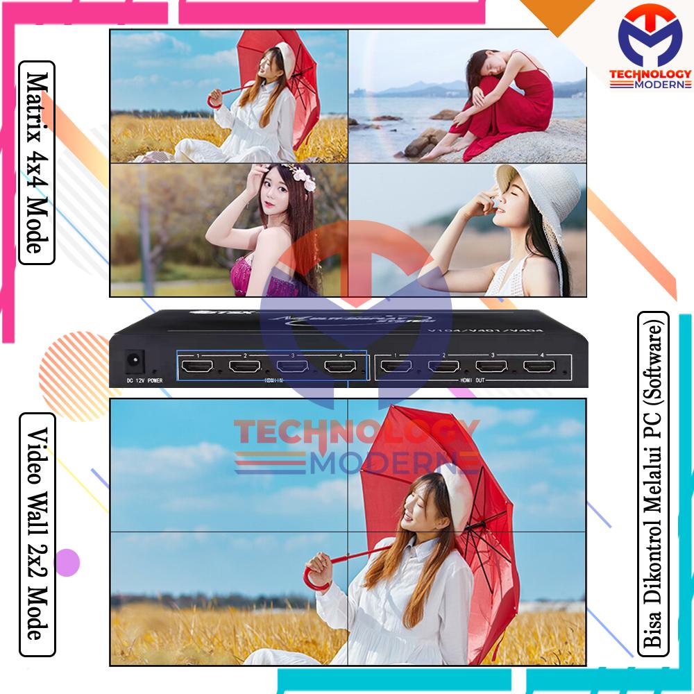 HDMI Matrix Switcher 4x4 Seamless Support Video Wall 2x2 (4 In 4 Out)