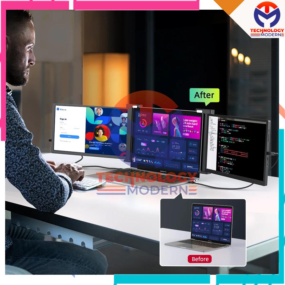 Triple Monitor Portabel 13.3 Inch Extend Display - Windows & Mac