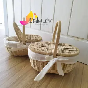 keranjang piknik rotan small | home decor | dekorasi | shabby