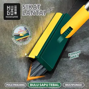 HUGO Sikat Lantai 2in1 Multifungsi Sapu Air Sikat WC Toilet Wiper Karet Gagang Panjang Pembersih Lantai